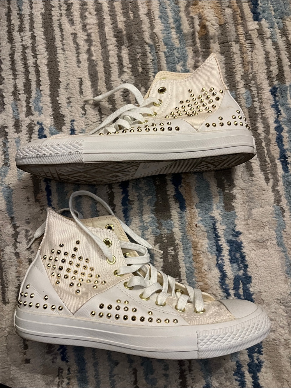 Gold stud white converse